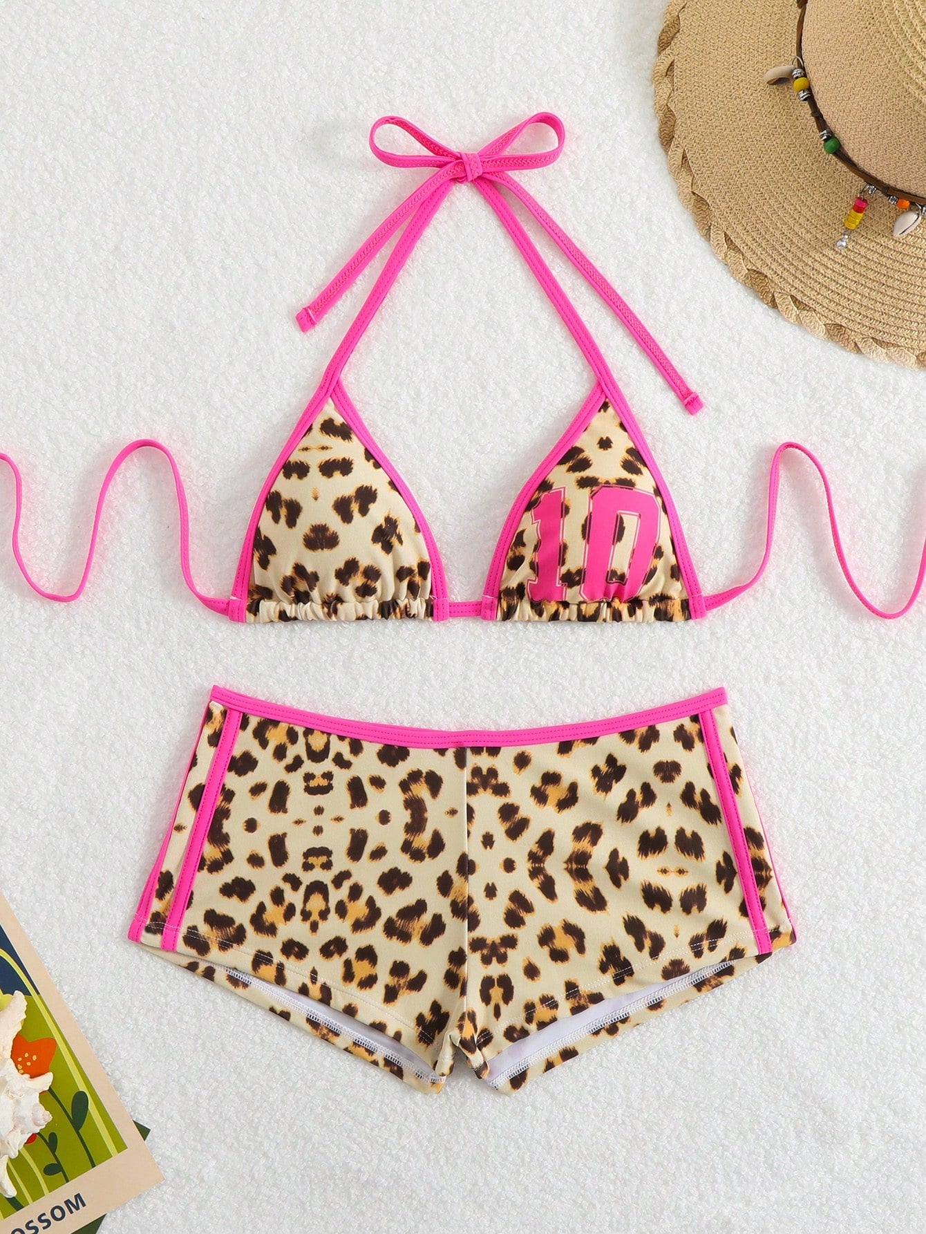 Swim SXY Women Sexy Two Pieces Bikini, Leopard Print Boxers Design