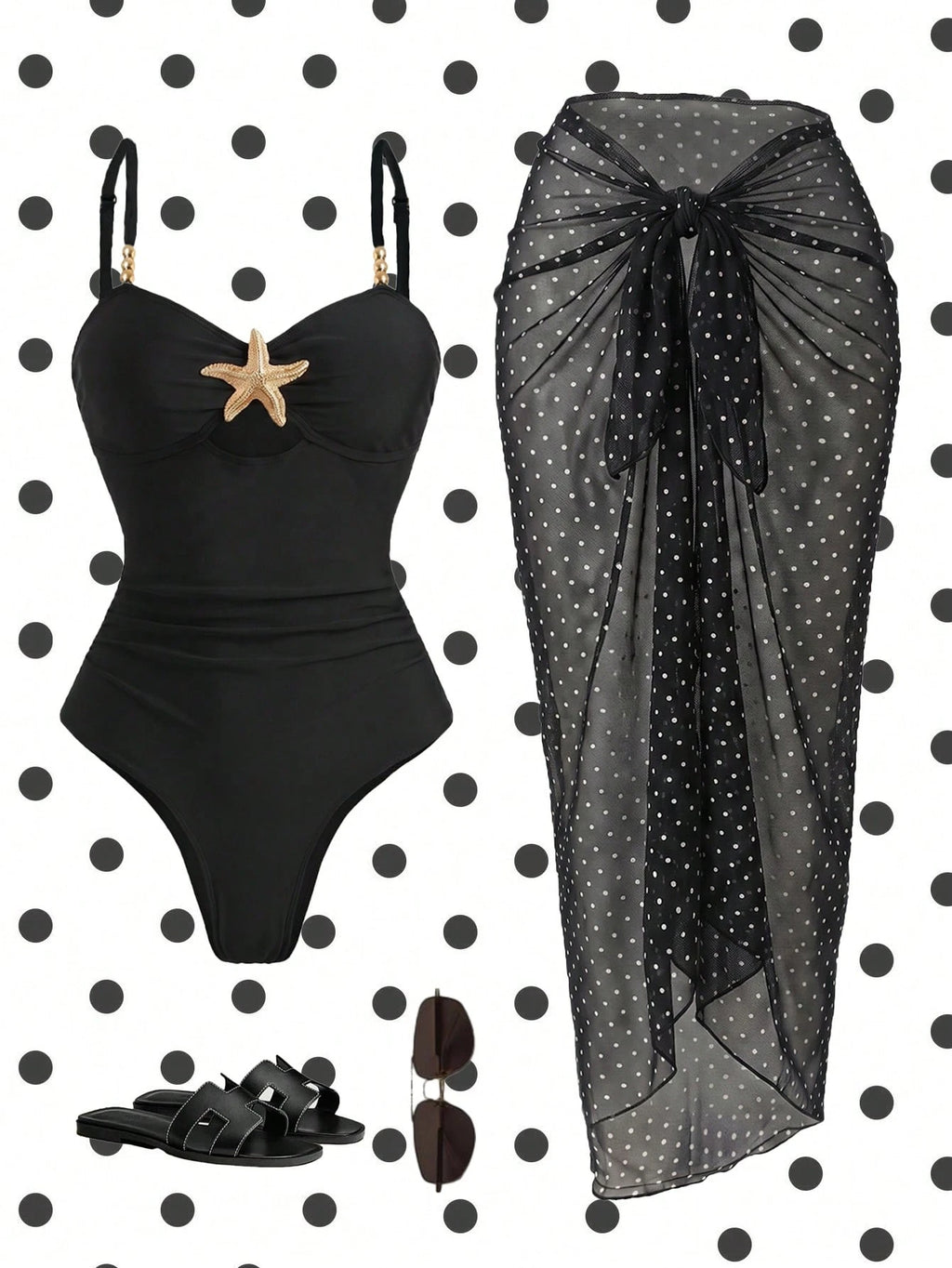 Swim Oasis Women Summer Beach Holiday Hollow-Out Starfish Decor Ruched Tummy Control One-Piece Swimsuit With - image 6