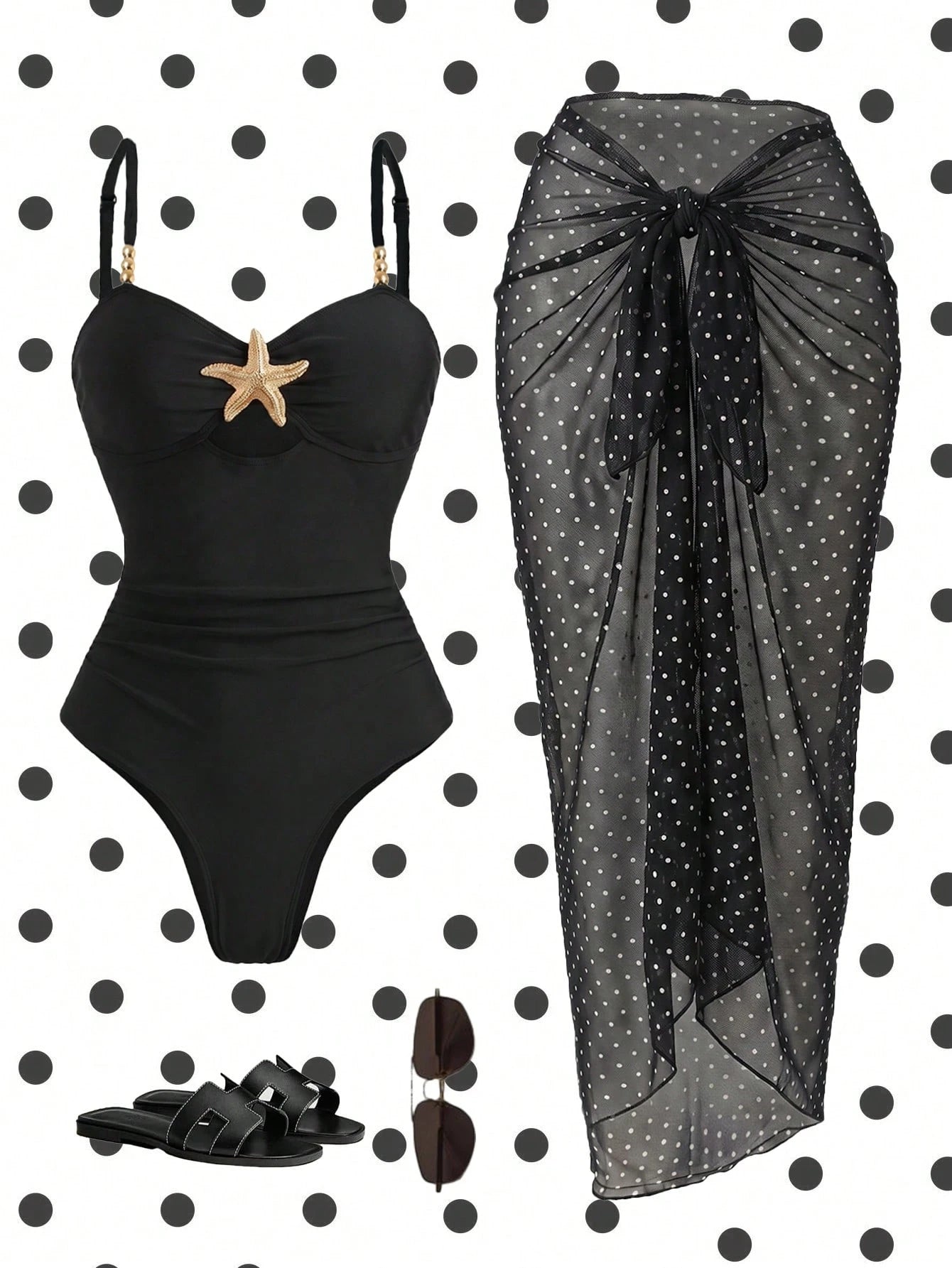 Swim Oasis Women Summer Beach Holiday Hollow-Out Starfish Decor Ruched Tummy Control One-Piece Swimsuit With - image 6