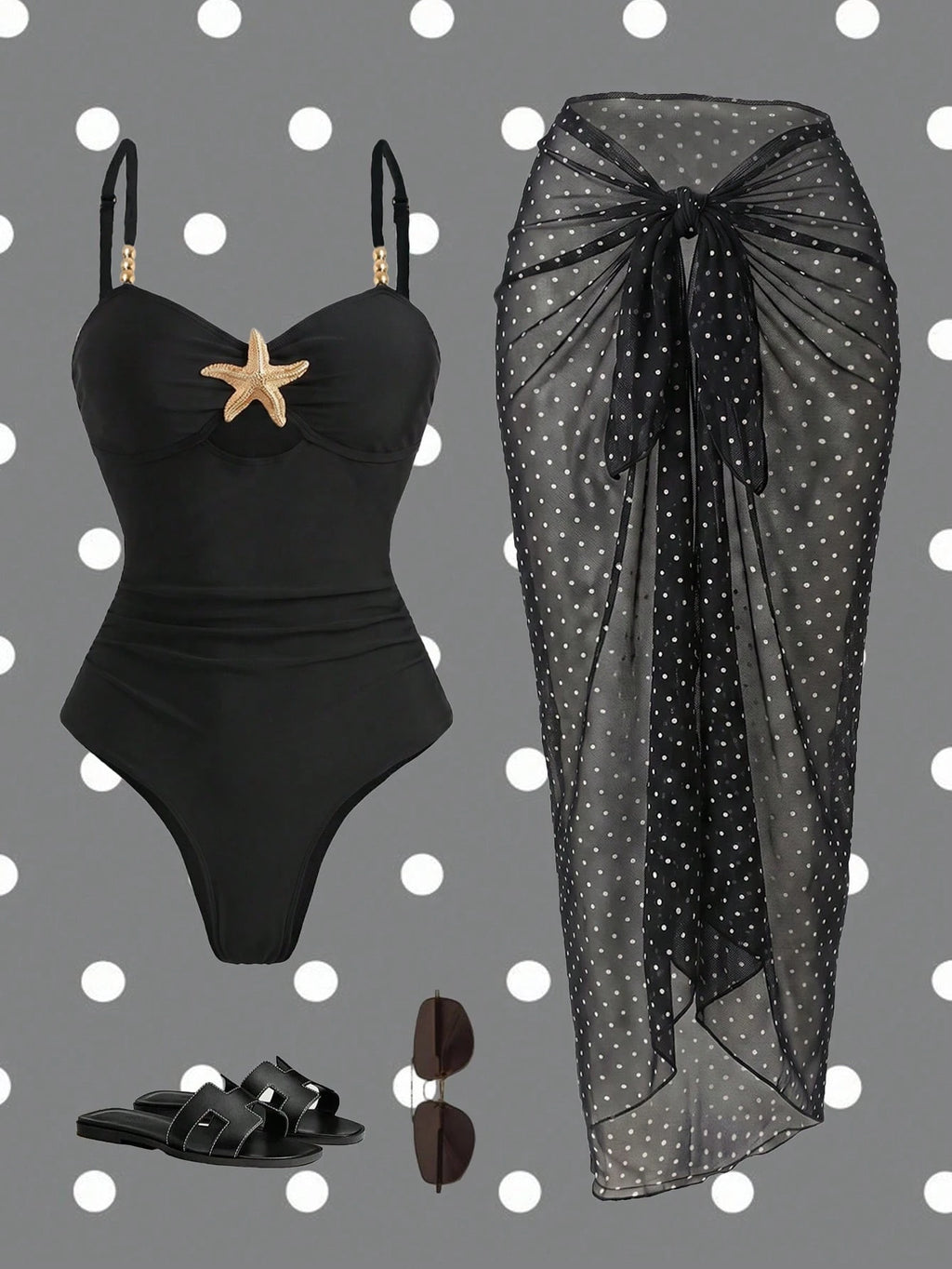 Swim Oasis Women Summer Beach Holiday Hollow-Out Starfish Decor Ruched Tummy Control One-Piece Swimsuit With - image 5