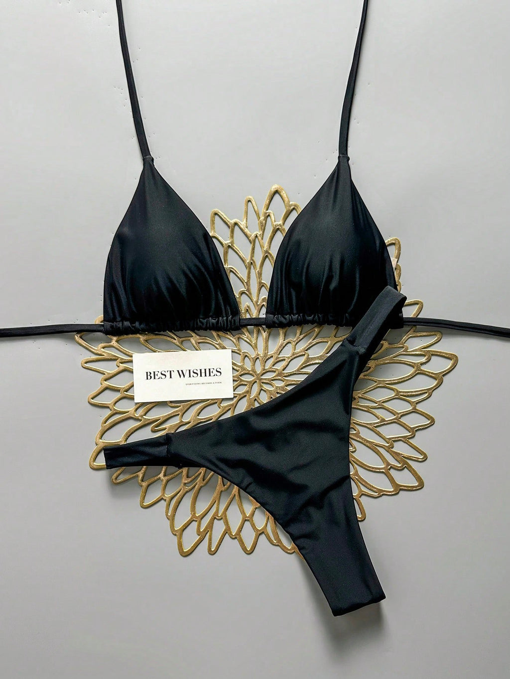 Swim Vcay 2pcs/Set Halter Triangle Cup Bikini Swimwear For Beach Vacation, Spring/Summer - image 13