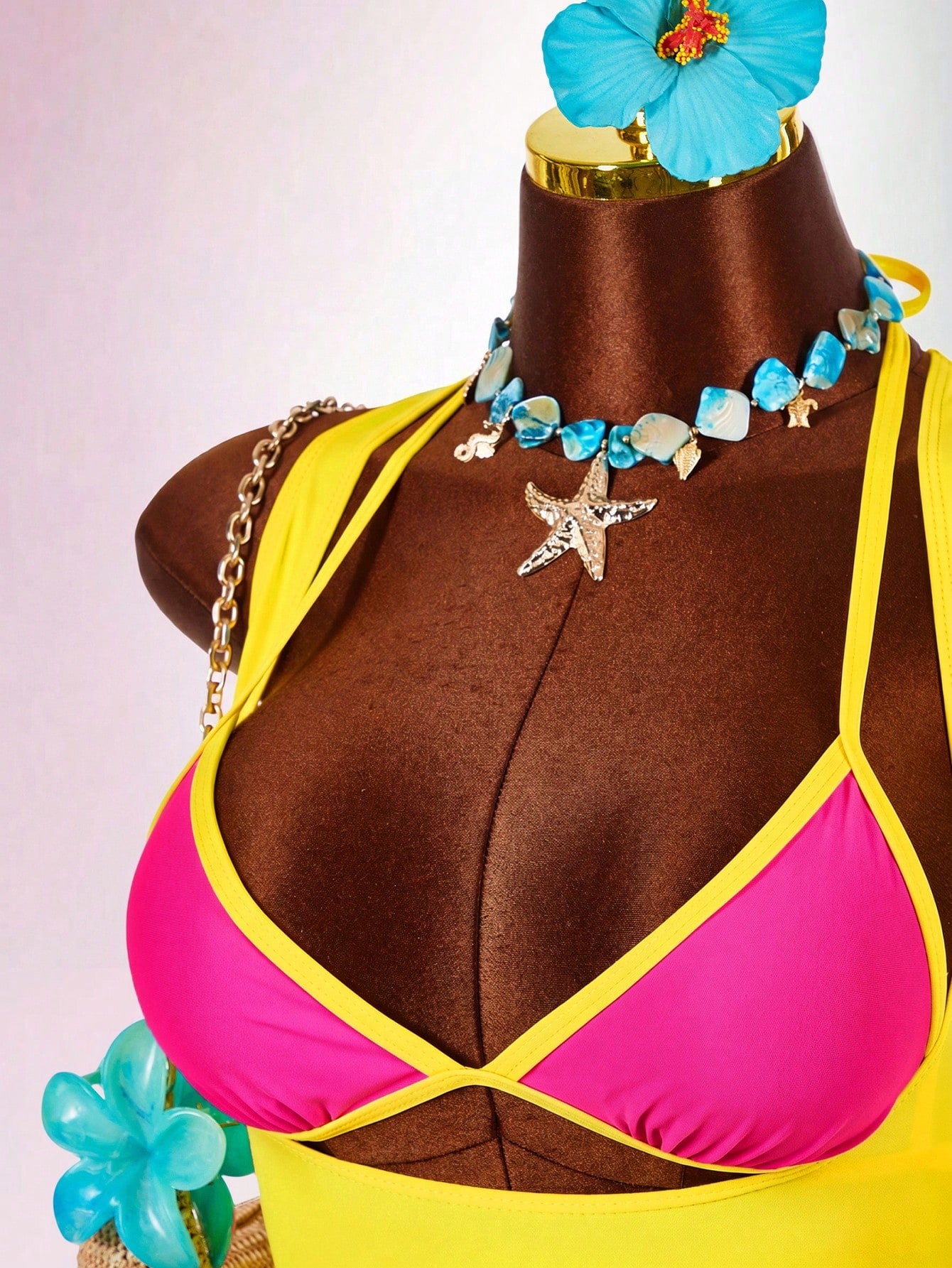 Amplova Women's Contrast Trim 3 Pieces Set Sexy Avant-Garde Vacation