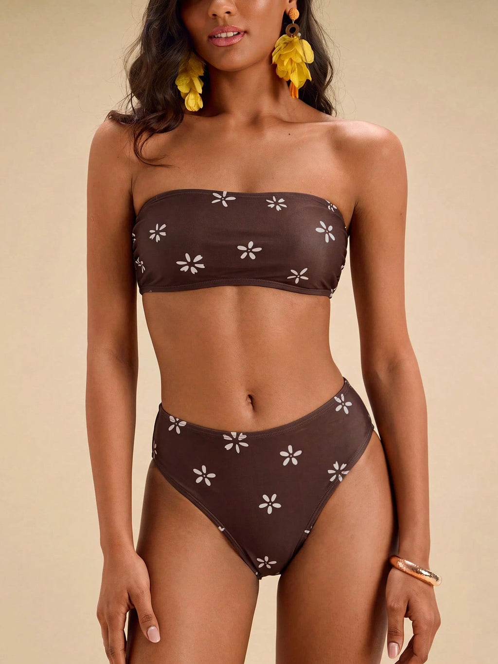 Travachic Women's Vacation Beach Vacation Floral Print Swimsuit Set White Flower Summer Cute Tropical - image 5
