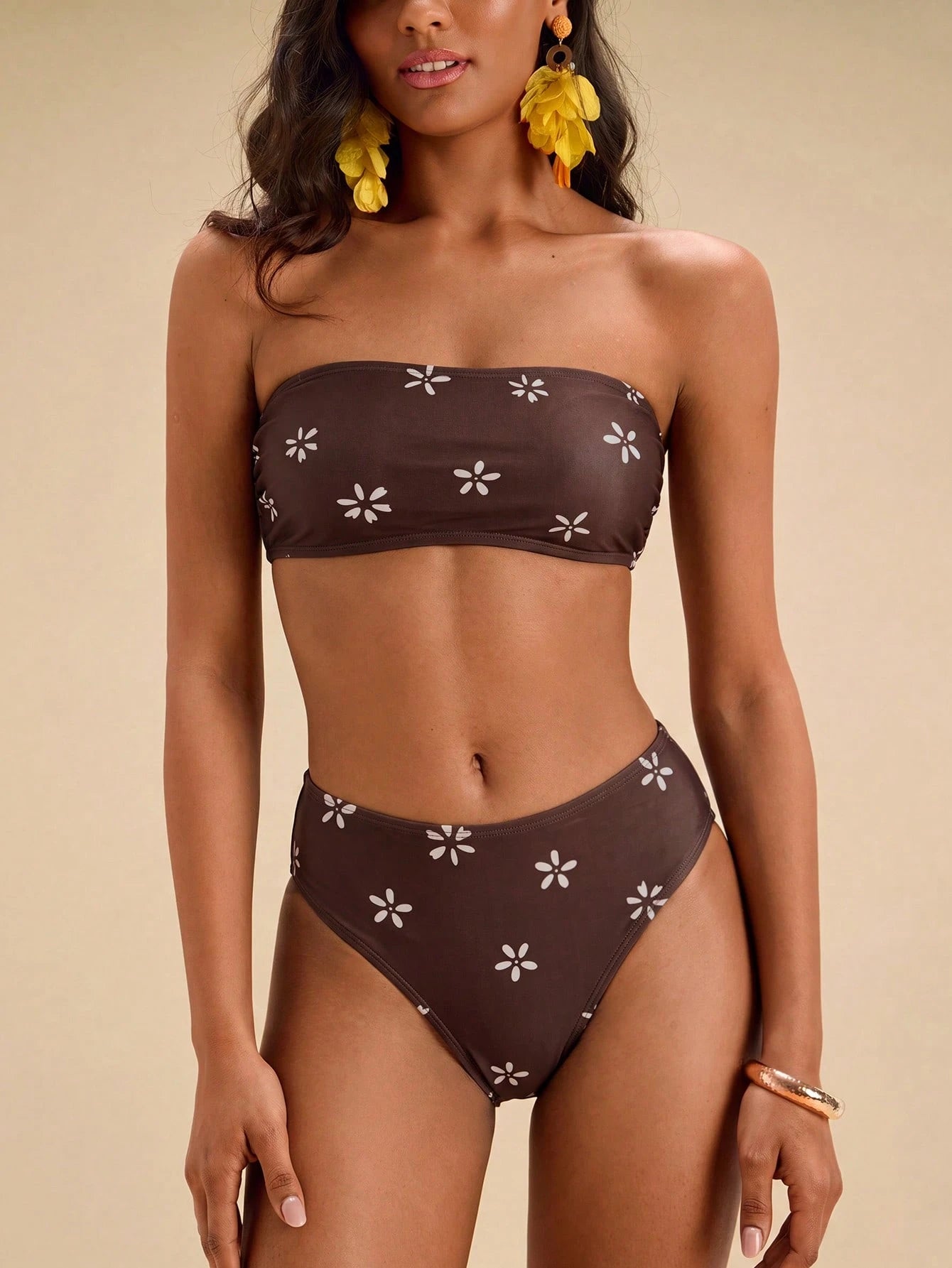 Travachic Women's Vacation Beach Vacation Floral Print Swimsuit Set White Flower Summer Cute Tropical - image 5
