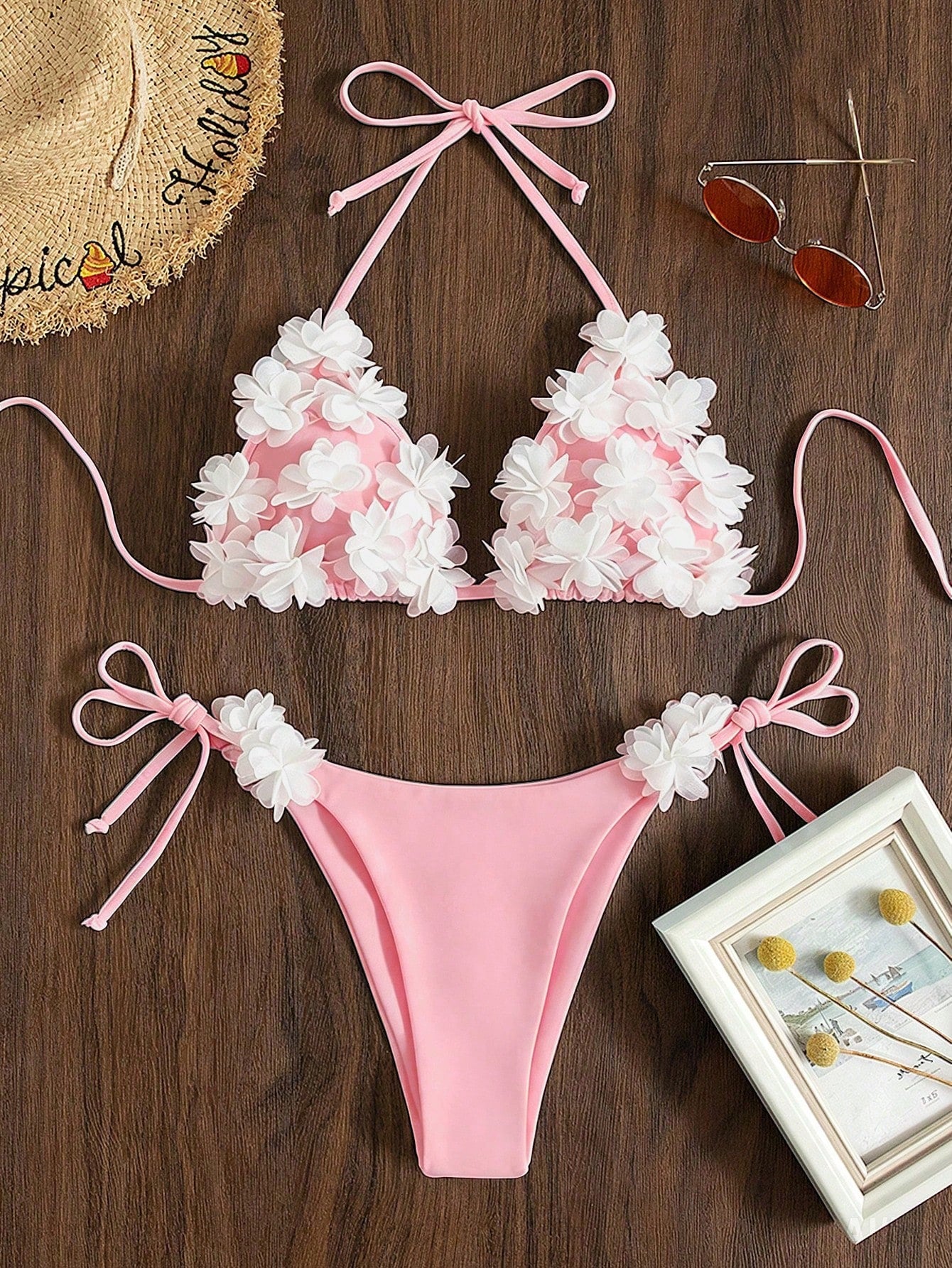 Swim SXY Split Floral Pattern Cute Bikini, Elegant For Music