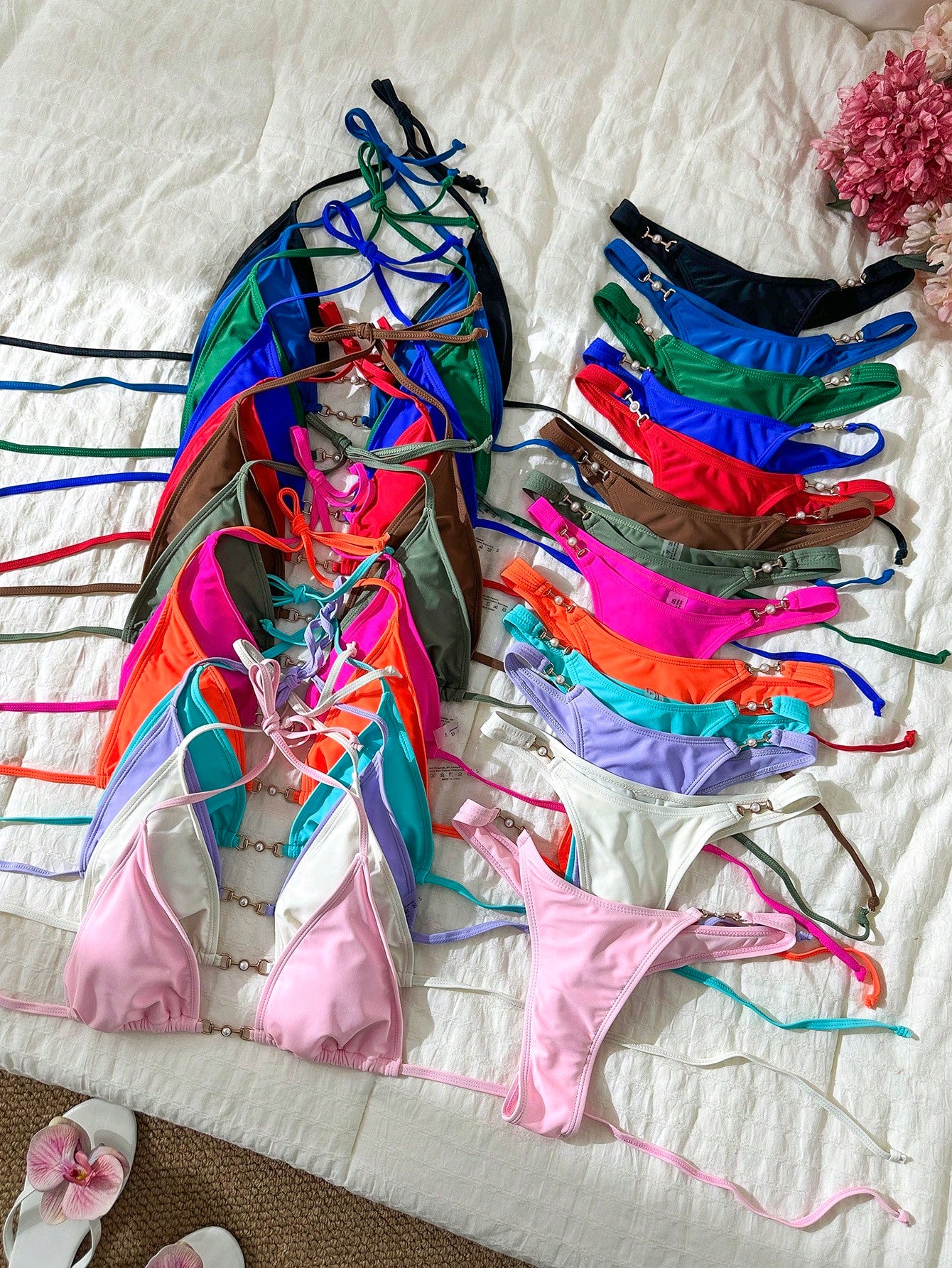 Swim Basics Summer Beach Halter Neck Backless Bikini Set