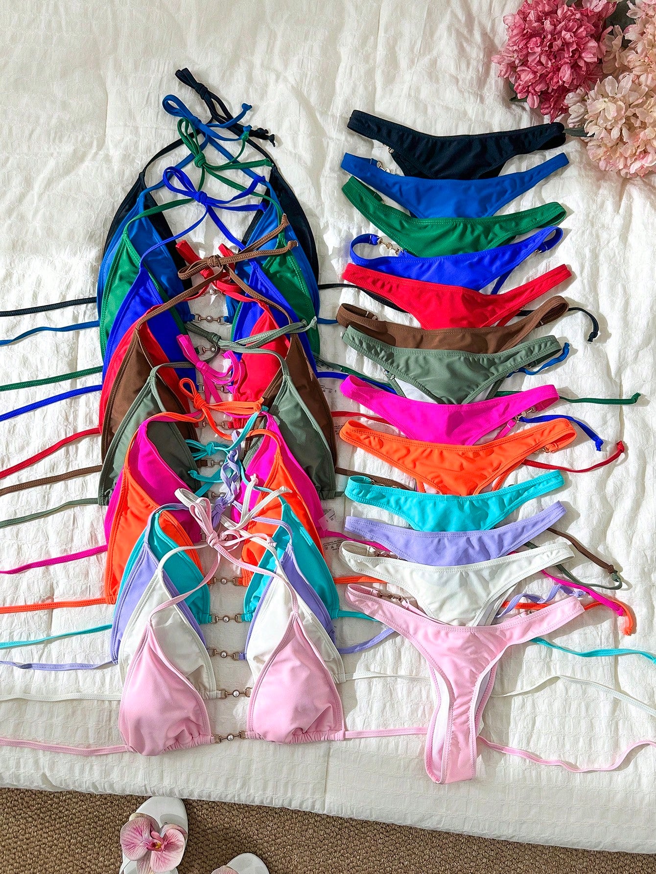 Swim Basics Summer Beach Halter Neck Backless Bikini Set