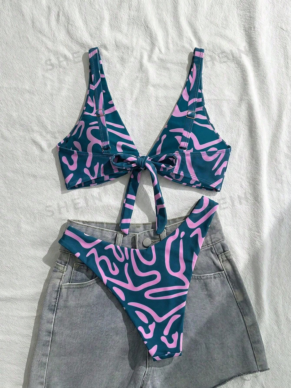 Swim Vcay Women Fashion Blue Floral Print Separate Swimwear Set, Sexy Bikini Beachwear Suitable For Going Out - image 19