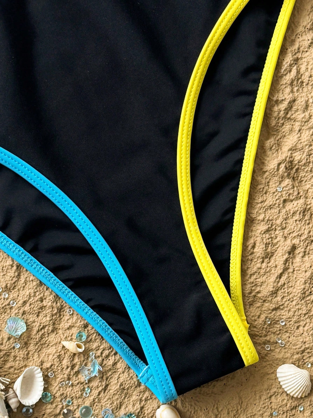 Holidaya New Summer Women's Spaghetti Strap Sleeveless Black Top With Colorful Trim And Black Shorts, Simple - image 8