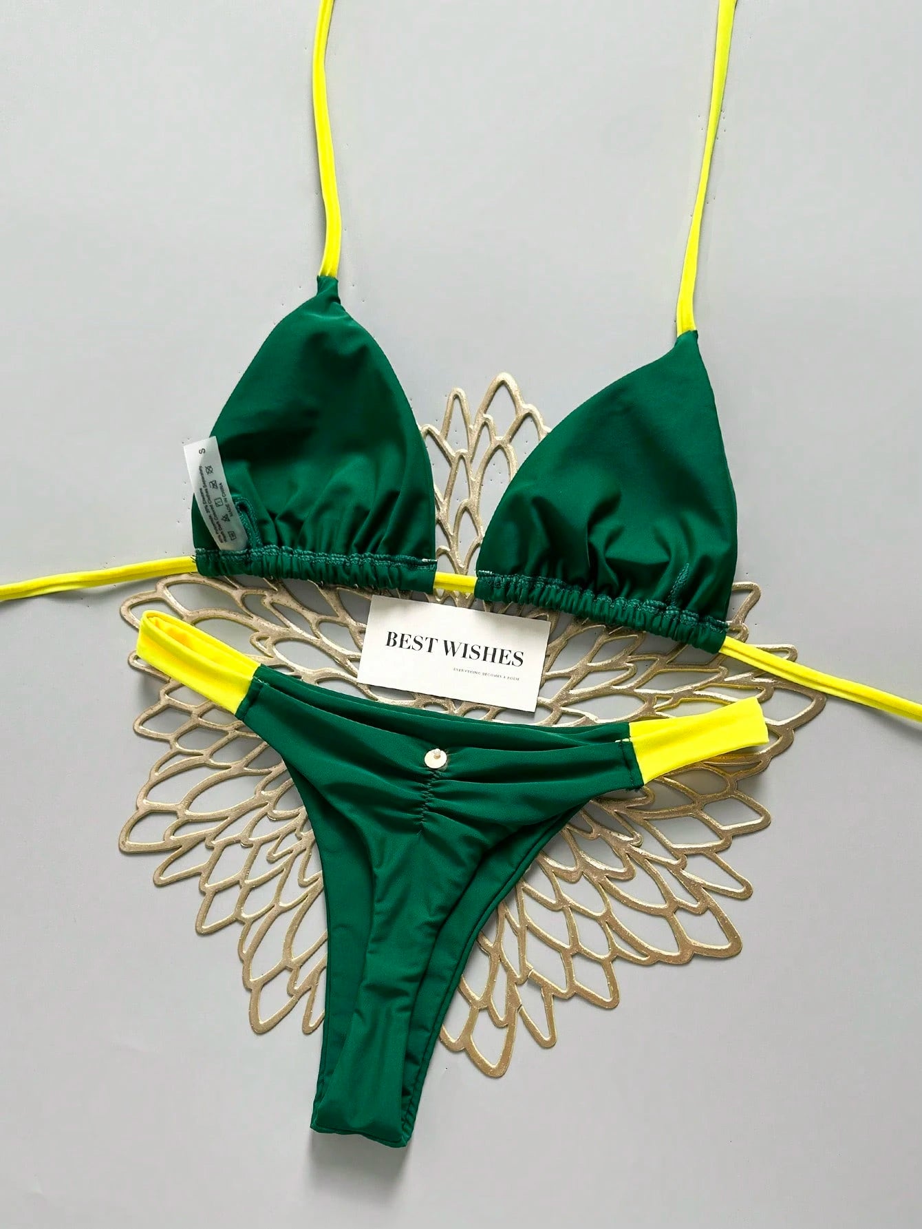 Swim Vcay 2pcs/Set Halter Triangle Cup Bikini Swimwear For Beach Vacation, Spring/Summer - image 19