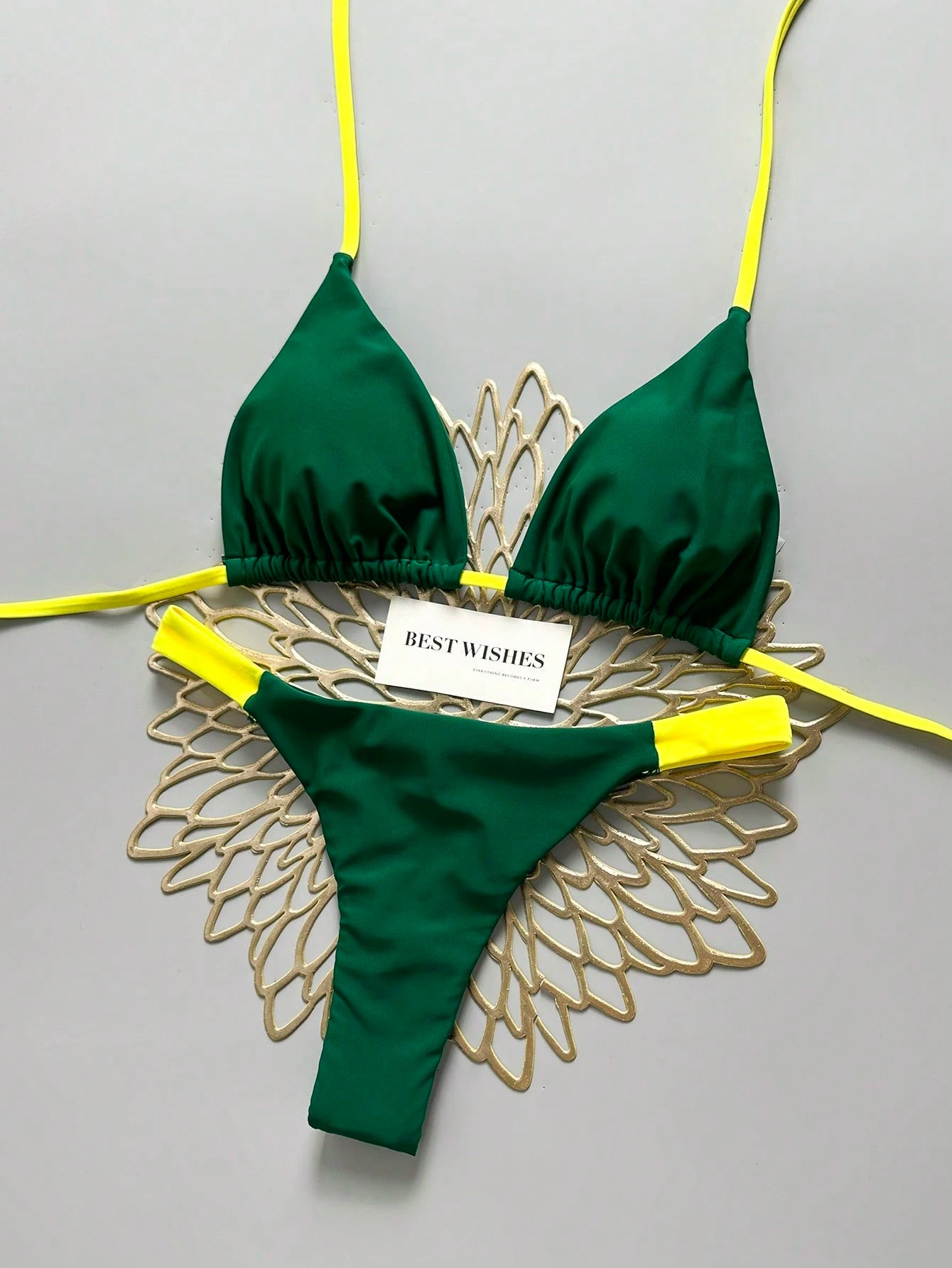 Swim Vcay 2pcs/Set Halter Triangle Cup Bikini Swimwear For Beach Vacation, Spring/Summer - image 20