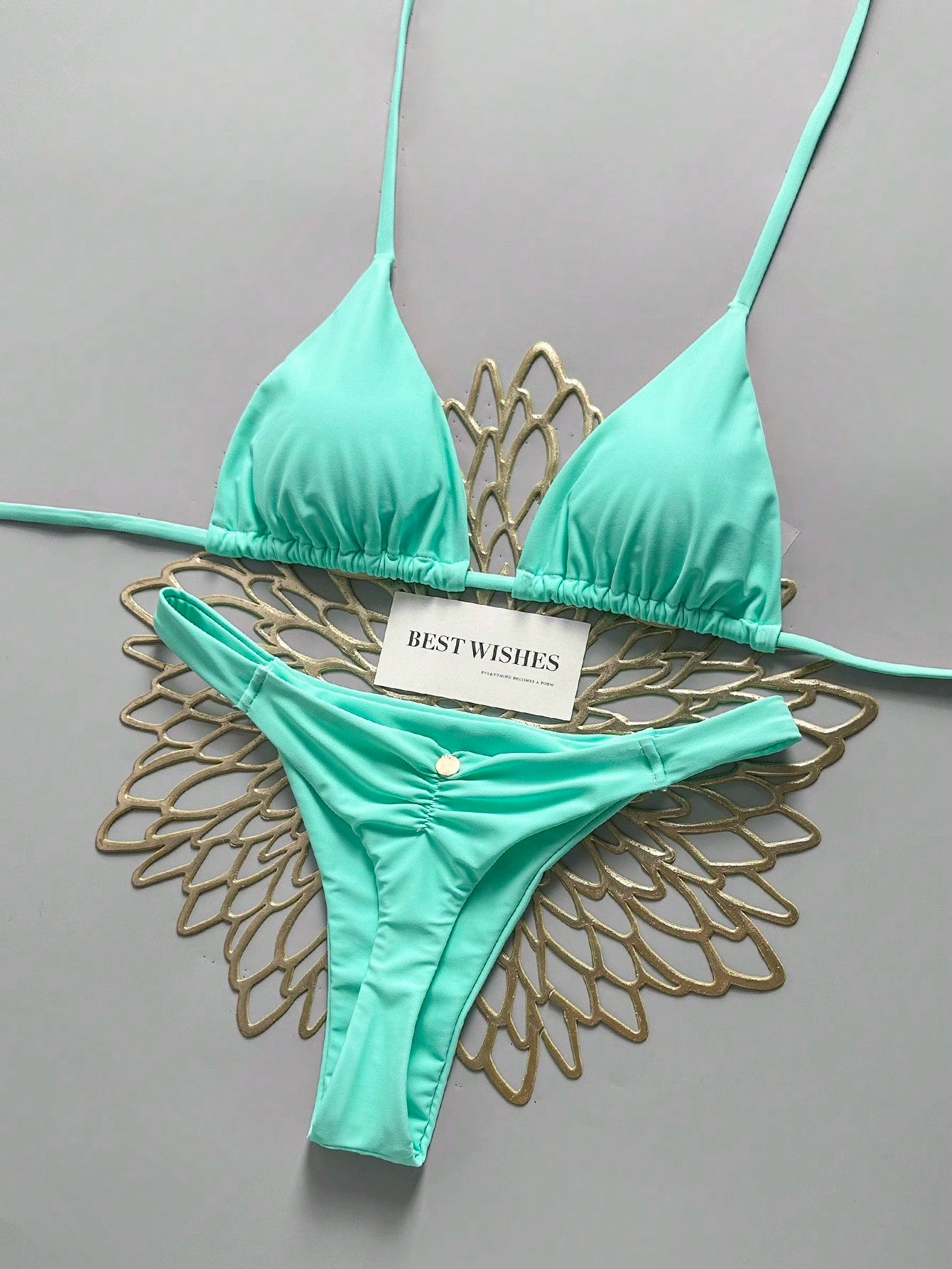 Swim Vcay 2pcs/Set Halter Triangle Cup Bikini Swimwear For Beach