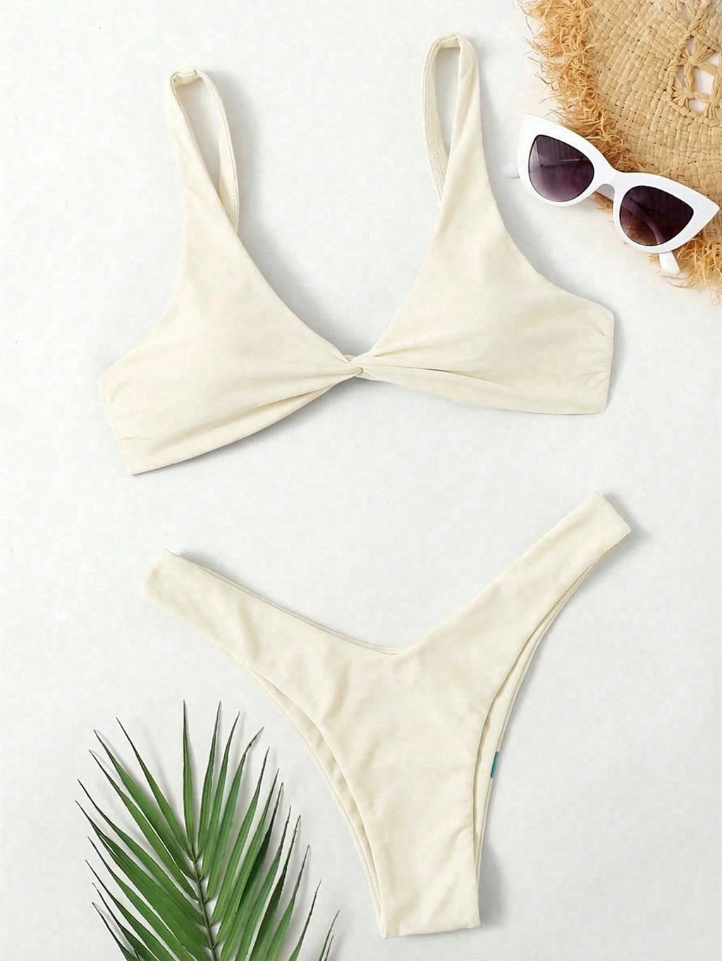 Swim Mod Fish Scales Print Knot Front Swim Top & Swim Bottom Bikini