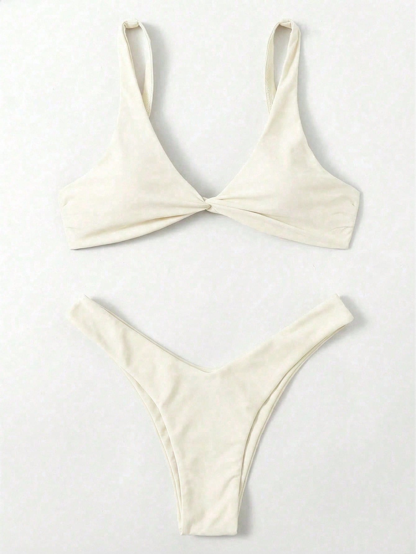 Swim Mod Fish Scales Print Knot Front Swim Top & Swim Bottom Bikini