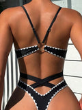 Swim SXY 2026 New Women's Leopard Print One-Piece Swimsuit, Backless Cut Out Triangle Tight Swimwear,Beach