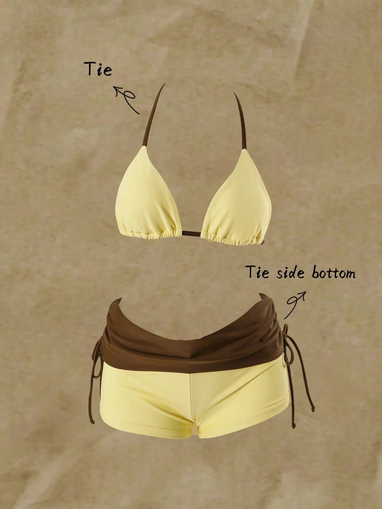 Elavelle Color-Blocked Bikini Set Consisting Of A Neck-Girdle Triangle Cup And High-Waist Wrap Shorts. - image 3