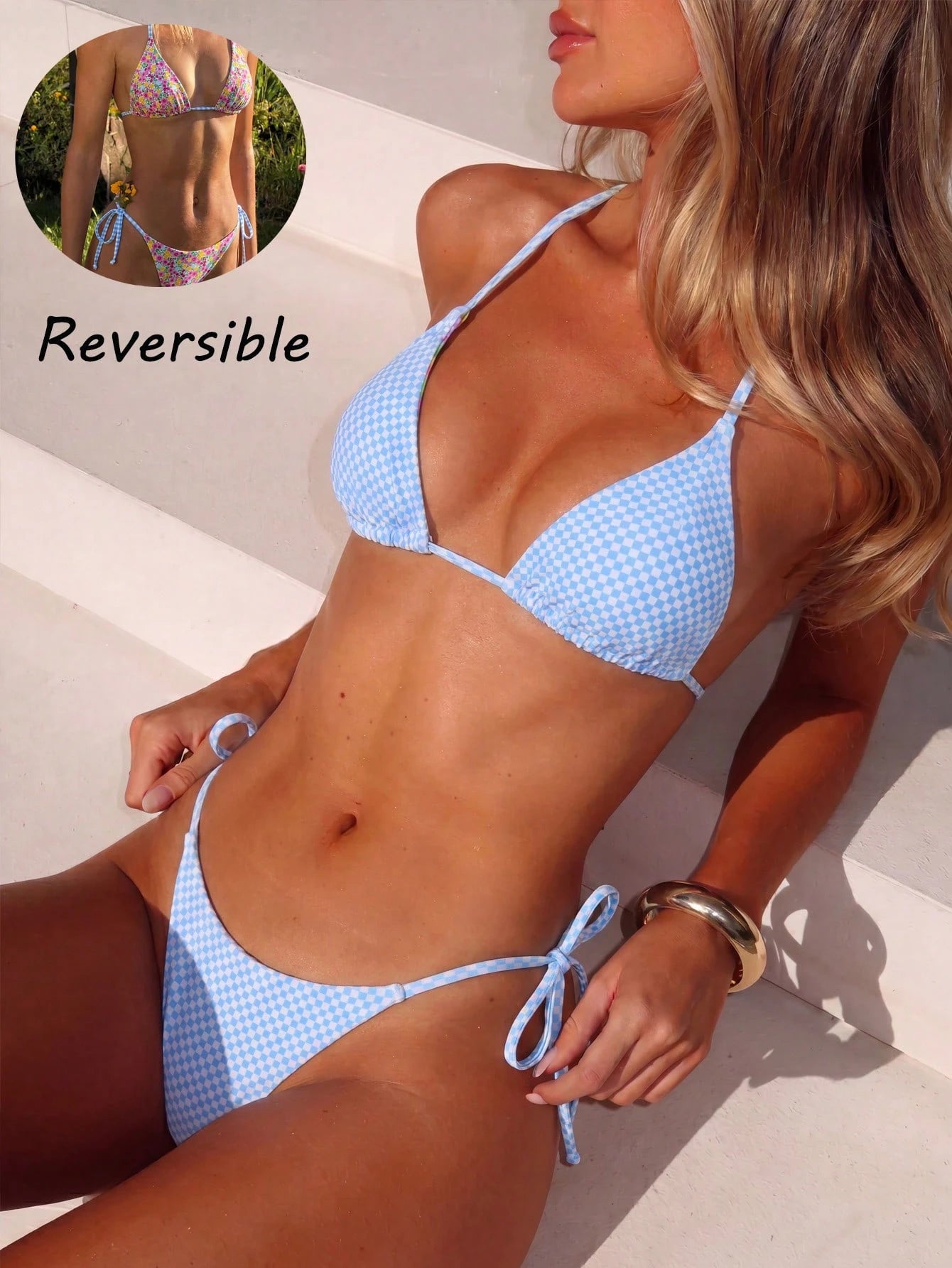 Women's Summer Bikini Set Set, Halter Tie Backless Ladies Swimwear,