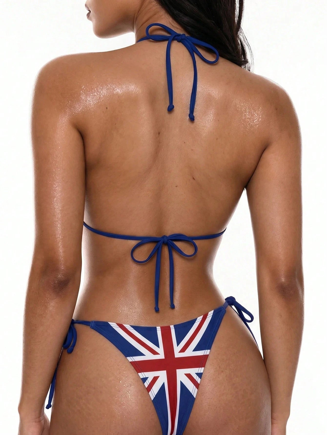 Swim Mod Women's Summer Beach Union Jack Print Halter Tie Sexy Fashion Bikini Two-Piece Swimsuit Set - image 2
