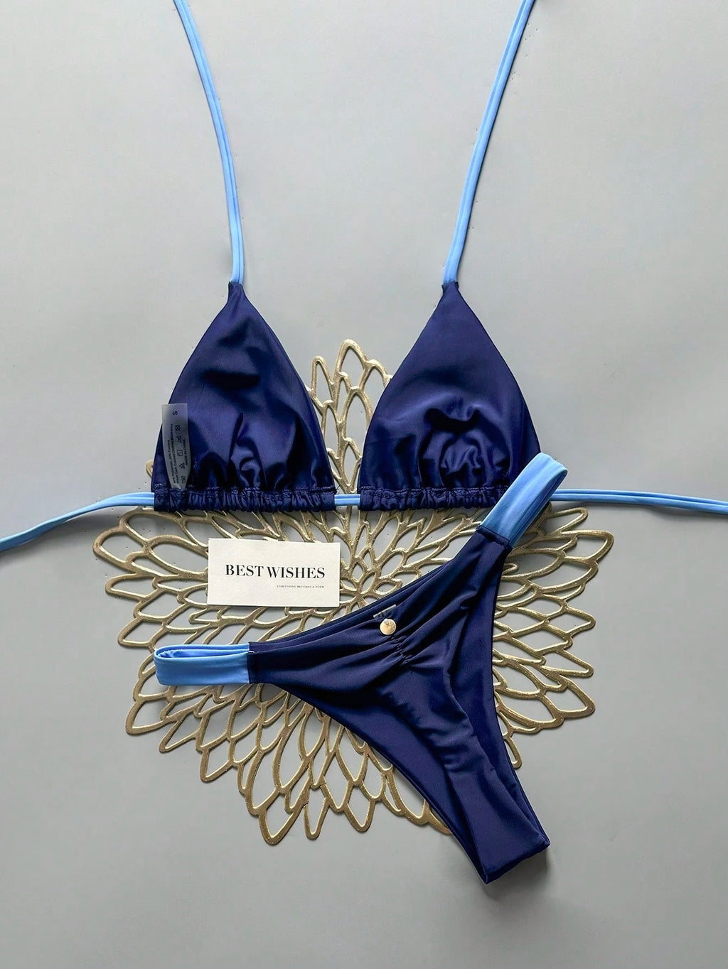 Swim Vcay 2pcs/Set Halter Triangle Cup Bikini Swimwear For Beach Vacation, Spring/Summer - image 15