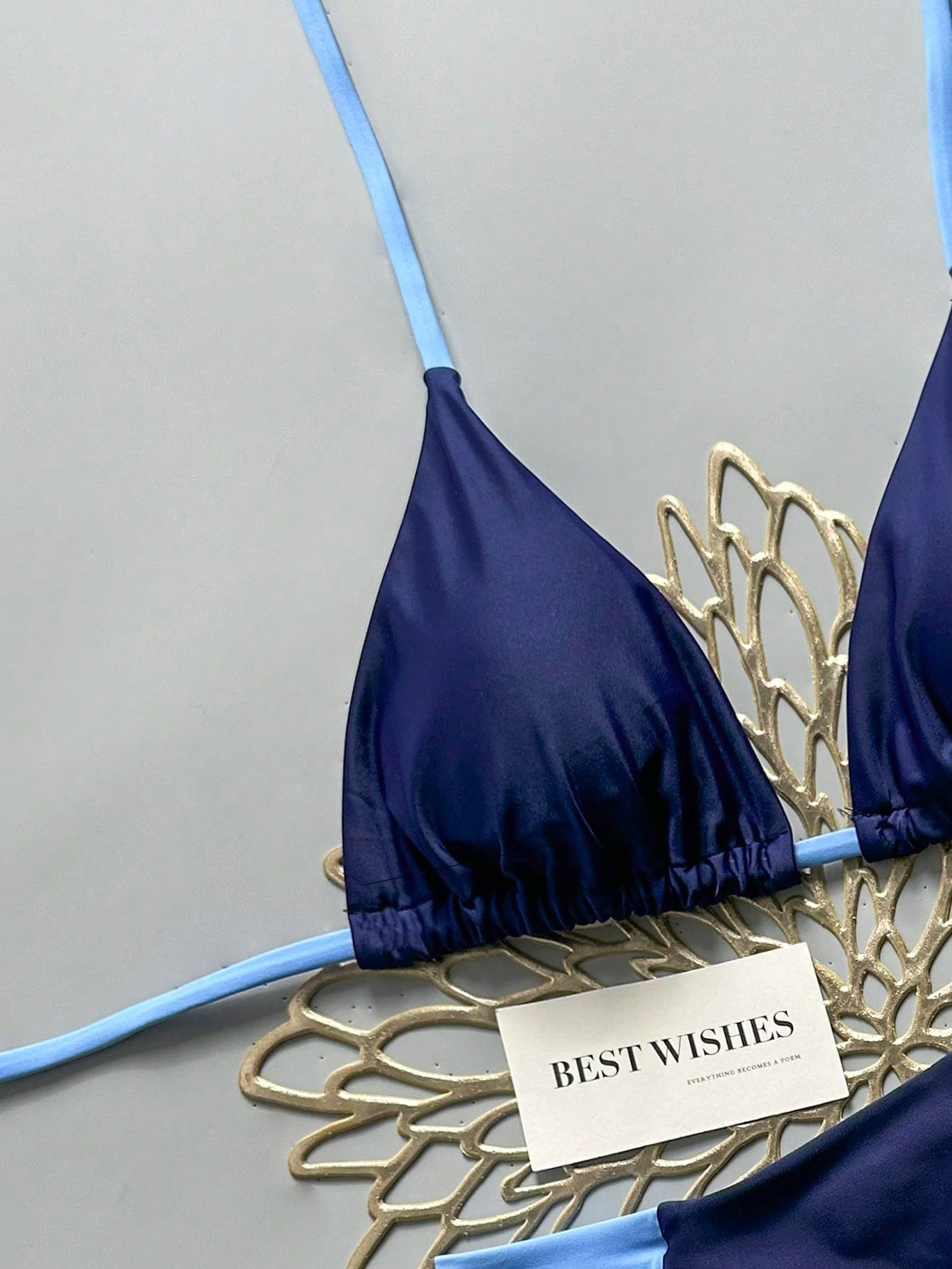 Swim Vcay 2pcs/Set Halter Triangle Cup Bikini Swimwear For Beach Vacation, Spring/Summer - image 16