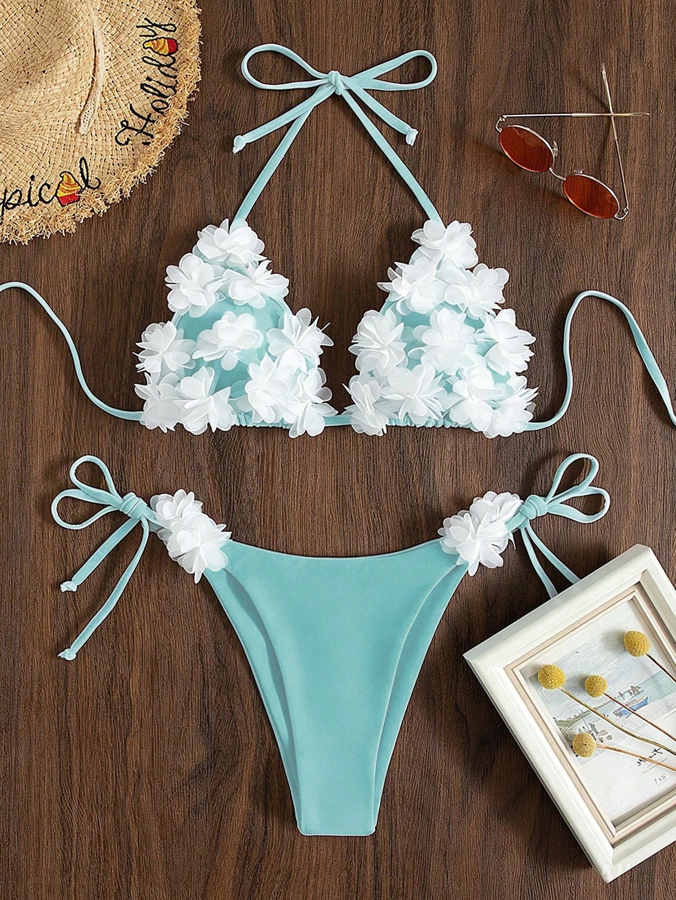 Swim SXY Split Floral Pattern Cute Bikini, Elegant For Music