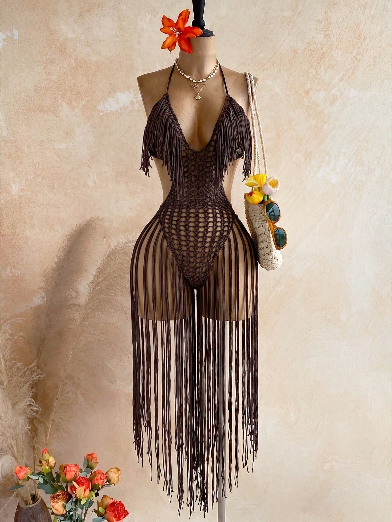 Soleia Women's Tassel Design Halter Neck Casual Vacation Cover-Up Dress - image 20