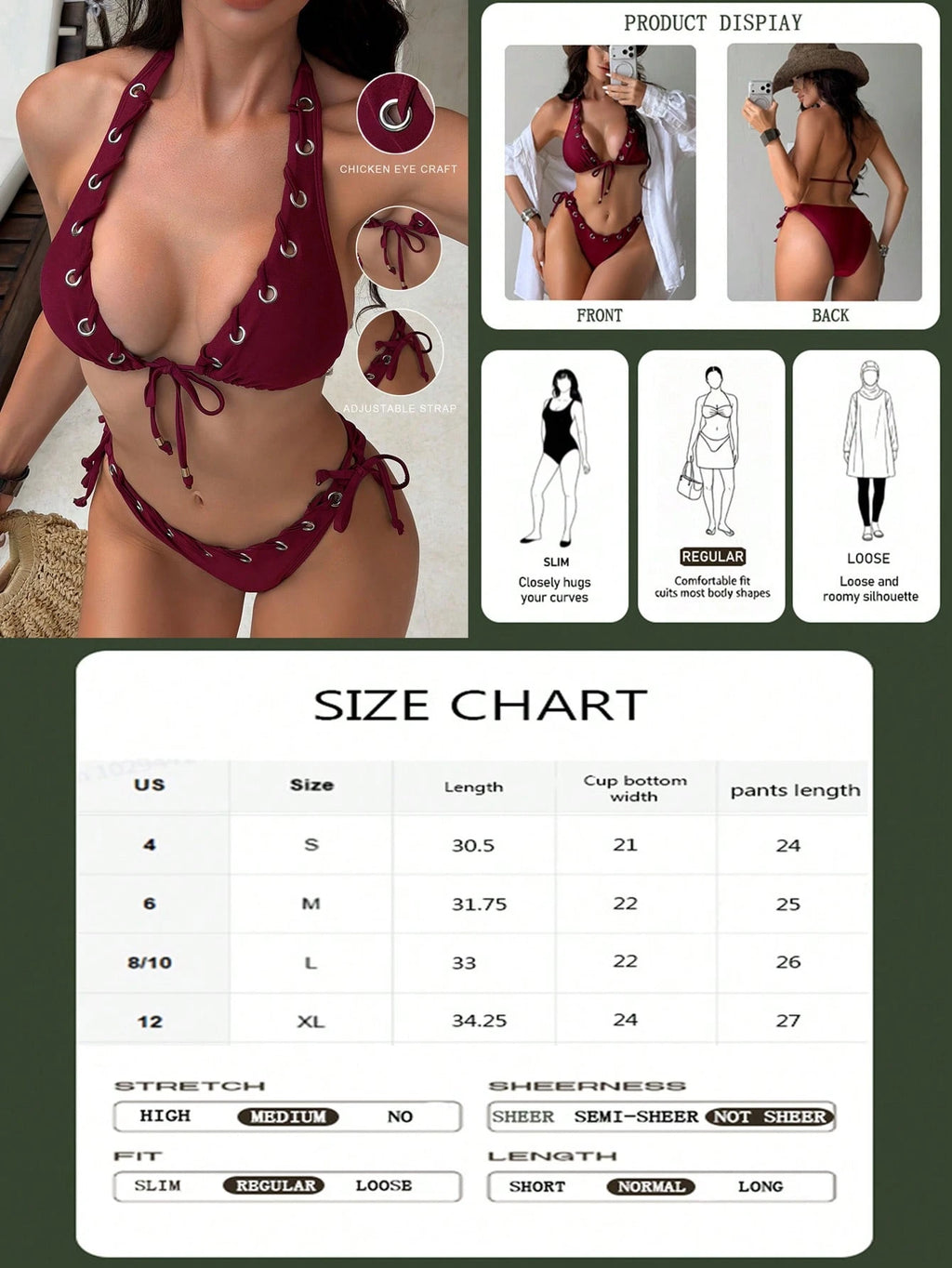 Swim SXY Women's Summer Vacation Casual Beach Wear Solid Brown 2-Piece Set, Halt