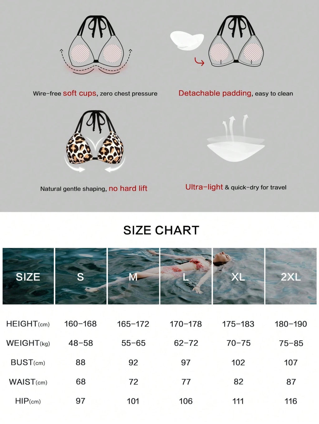 Women's Sexy Halter Leopard Print Bikini Set Casual Beach Swimwear
