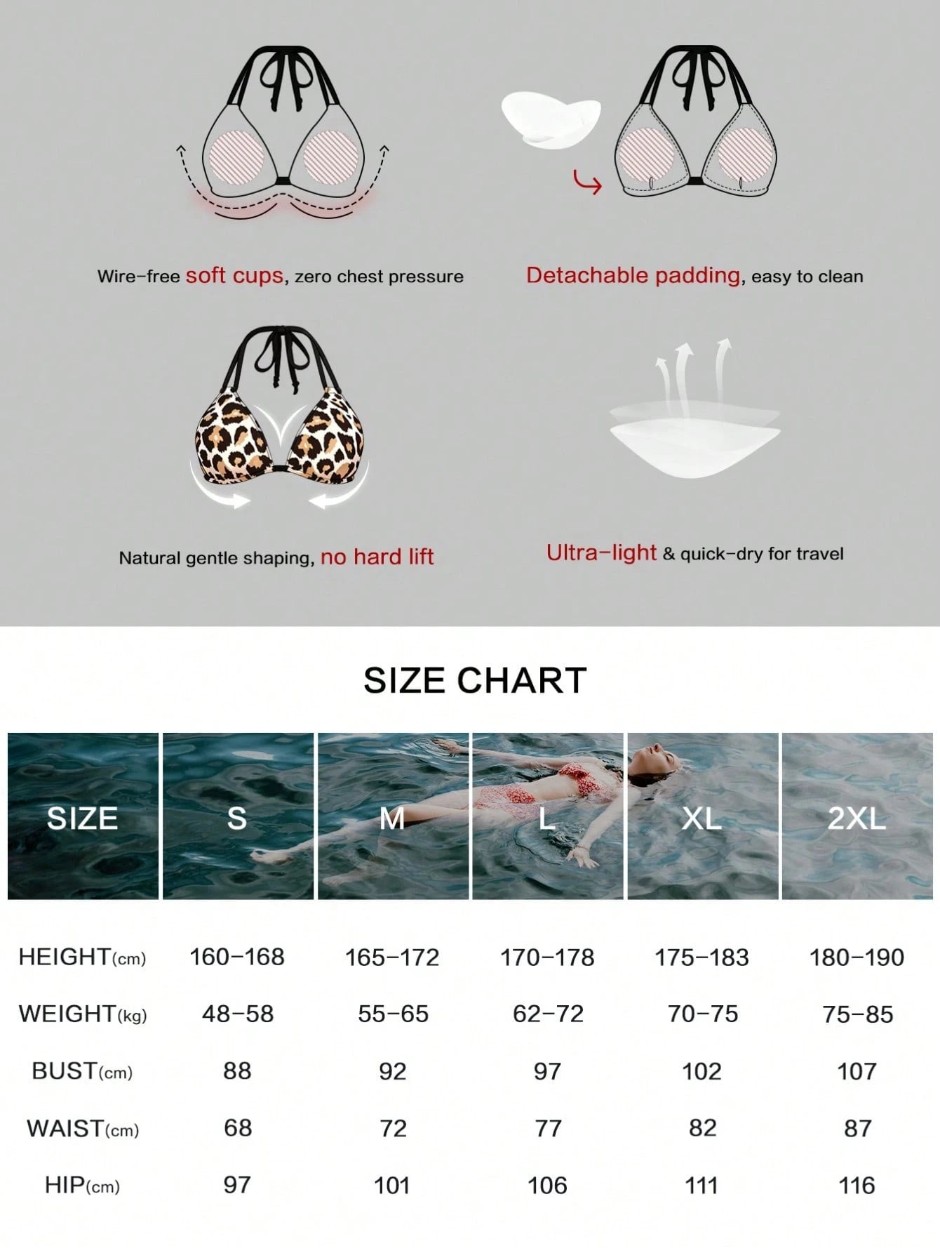 Women's Sexy Halter Striped Bikini Set, Side Tie Casual Beach