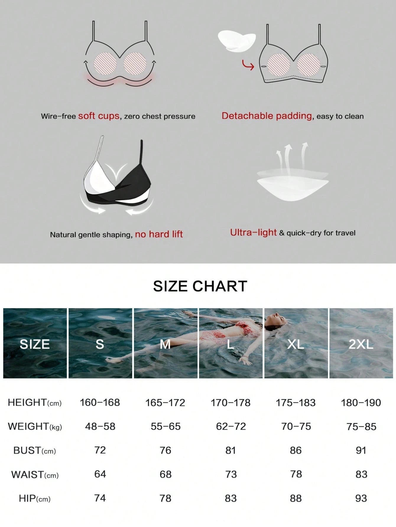 Women's Sexy Casual Black & White Color Block Spaghetti Strap Bikini