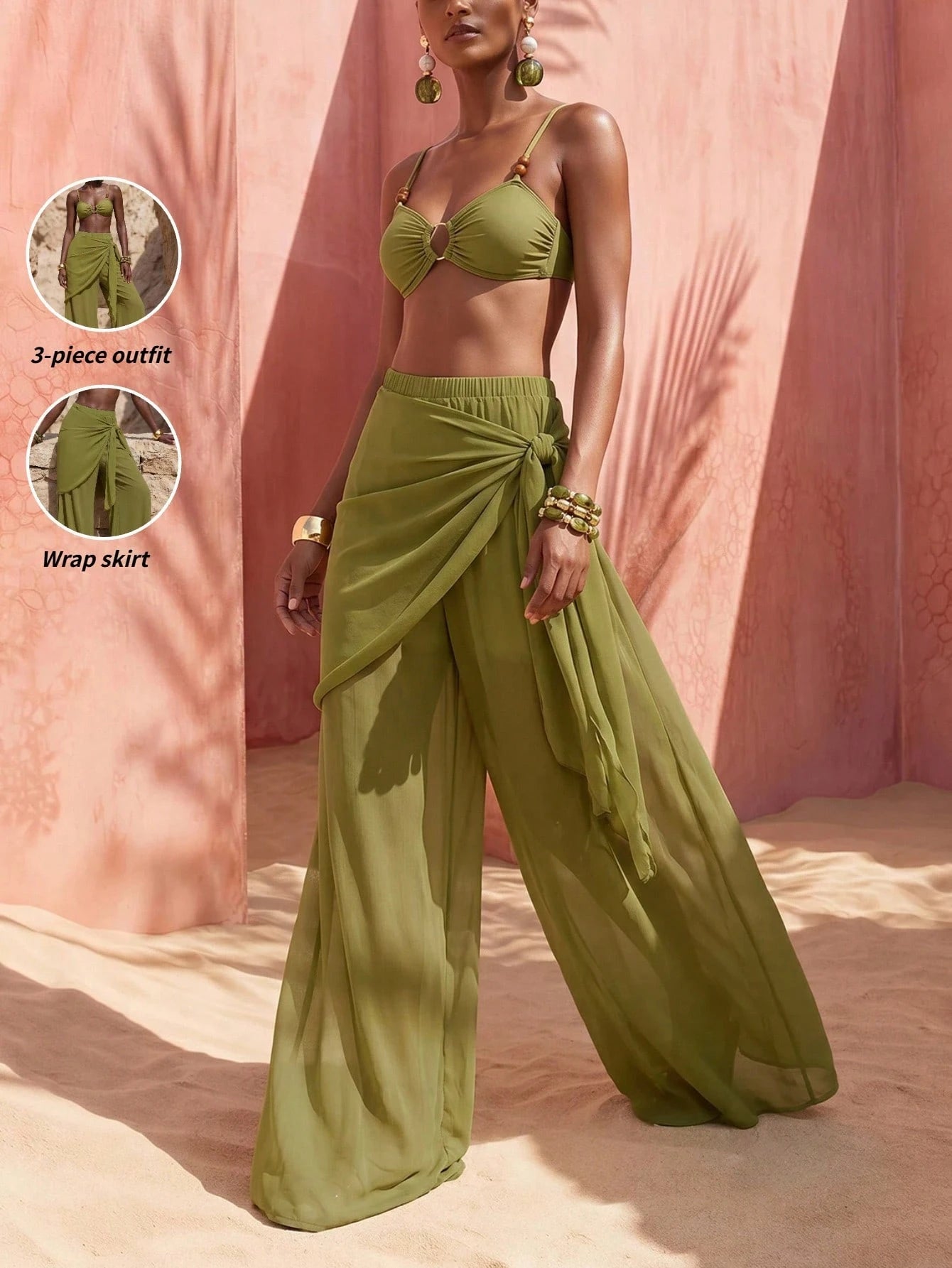 Zivah 2026 New Arrival Elegant Vacation 3 Pieces Set: Casual Swimwear Top, Short