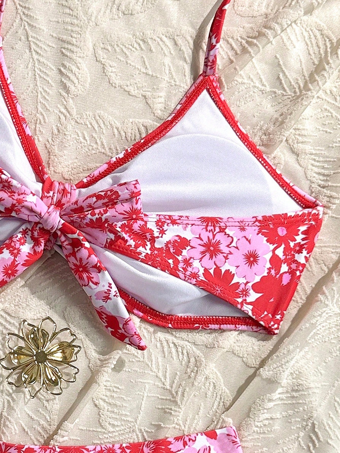 Swim Mod Summer Beach Floral Print Front Knot & Ruffle Trimmed Bikini Set - image 17