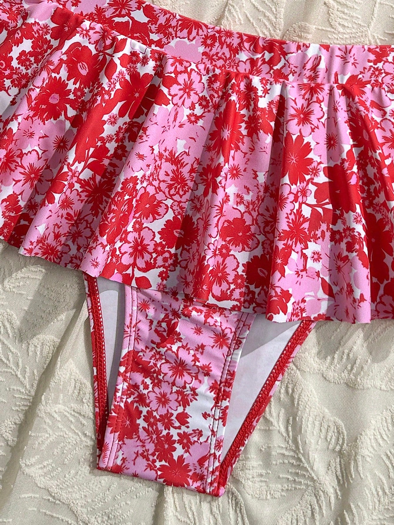 Swim Mod Summer Beach Floral Print Front Knot & Ruffle Trimmed Bikini Set - image 18