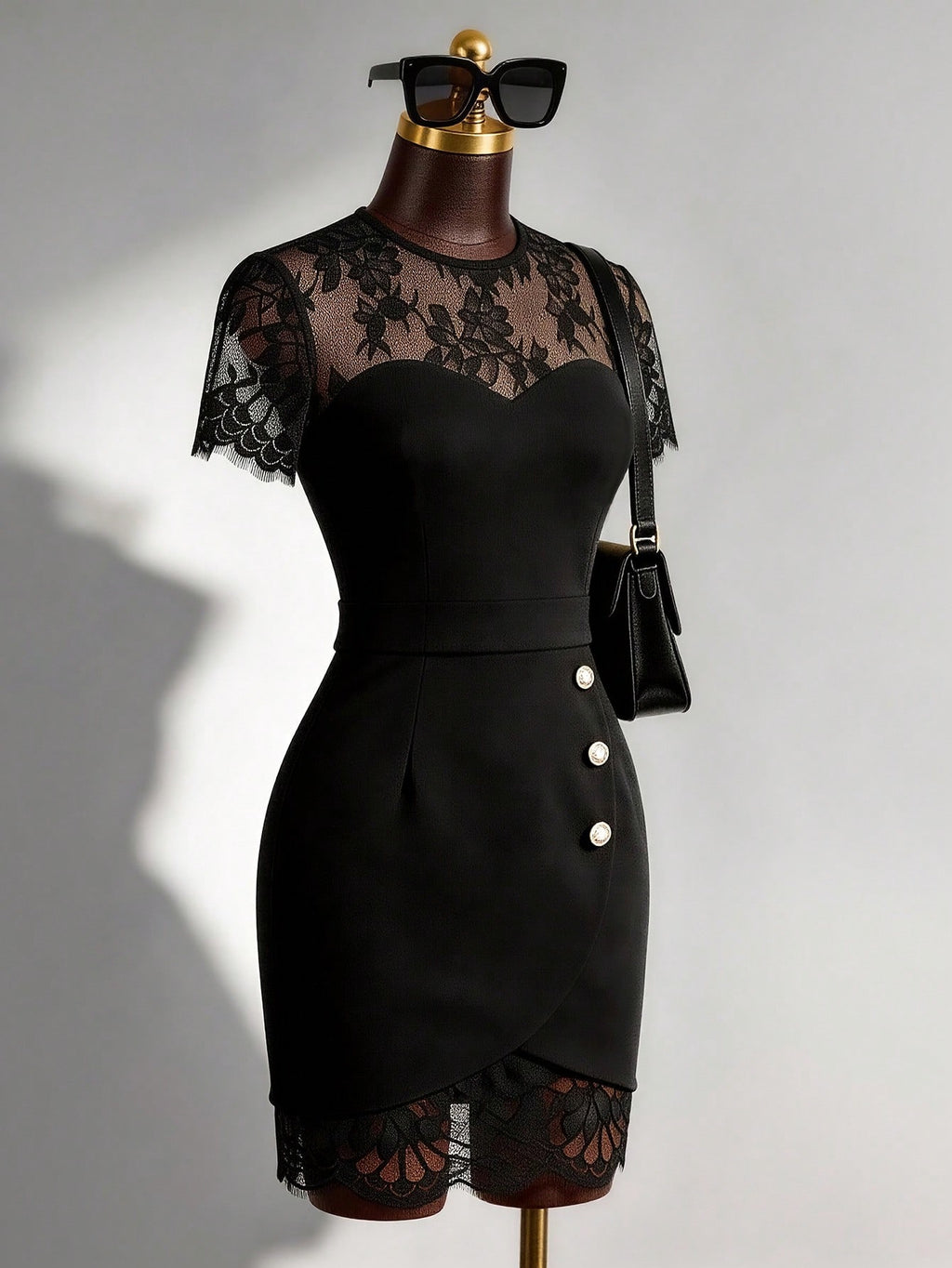 GlowEve Spring/Summer New Elegant Fitted Contrast Lace Sheer Heart Neck Low-Cut Waist Bodycon Mini Dress For - image 4