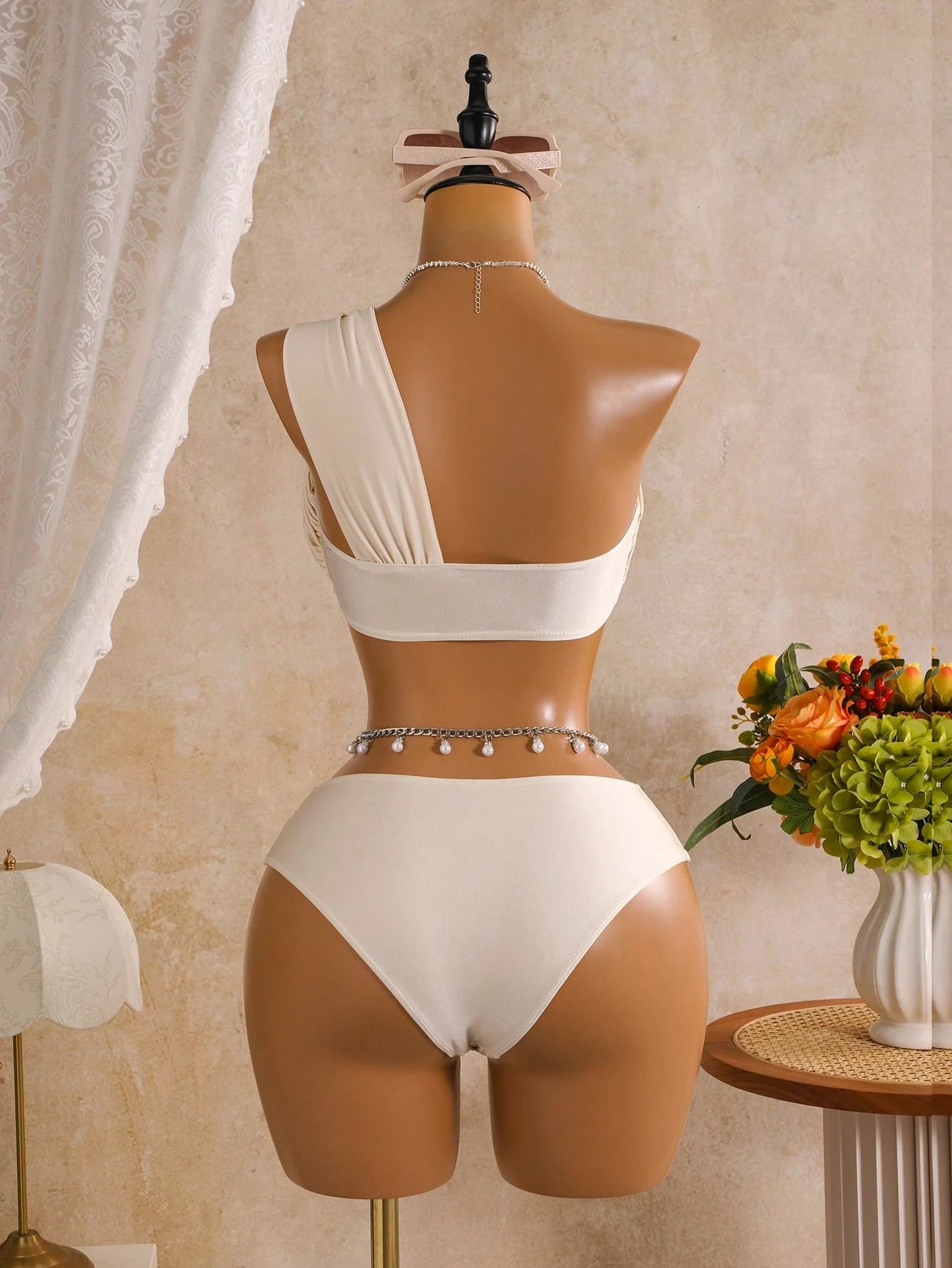 Costavie Women's Summer Beach Solid Color One Shoulder Sexy Bikini And Triangle Bottom Two-Piece Swimsuit Set - image 15
