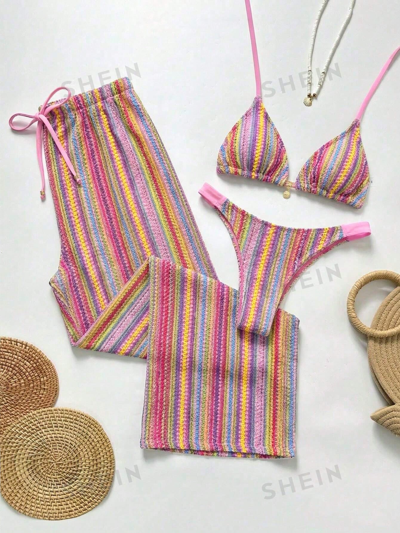 Swim Chicsea 26SS Spring/Summer Vacation Beach BOHO Braided Brown-Red