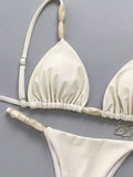 Bikinx Elegant Women's Spaghetti Strap Bikini Set With Beaded Details