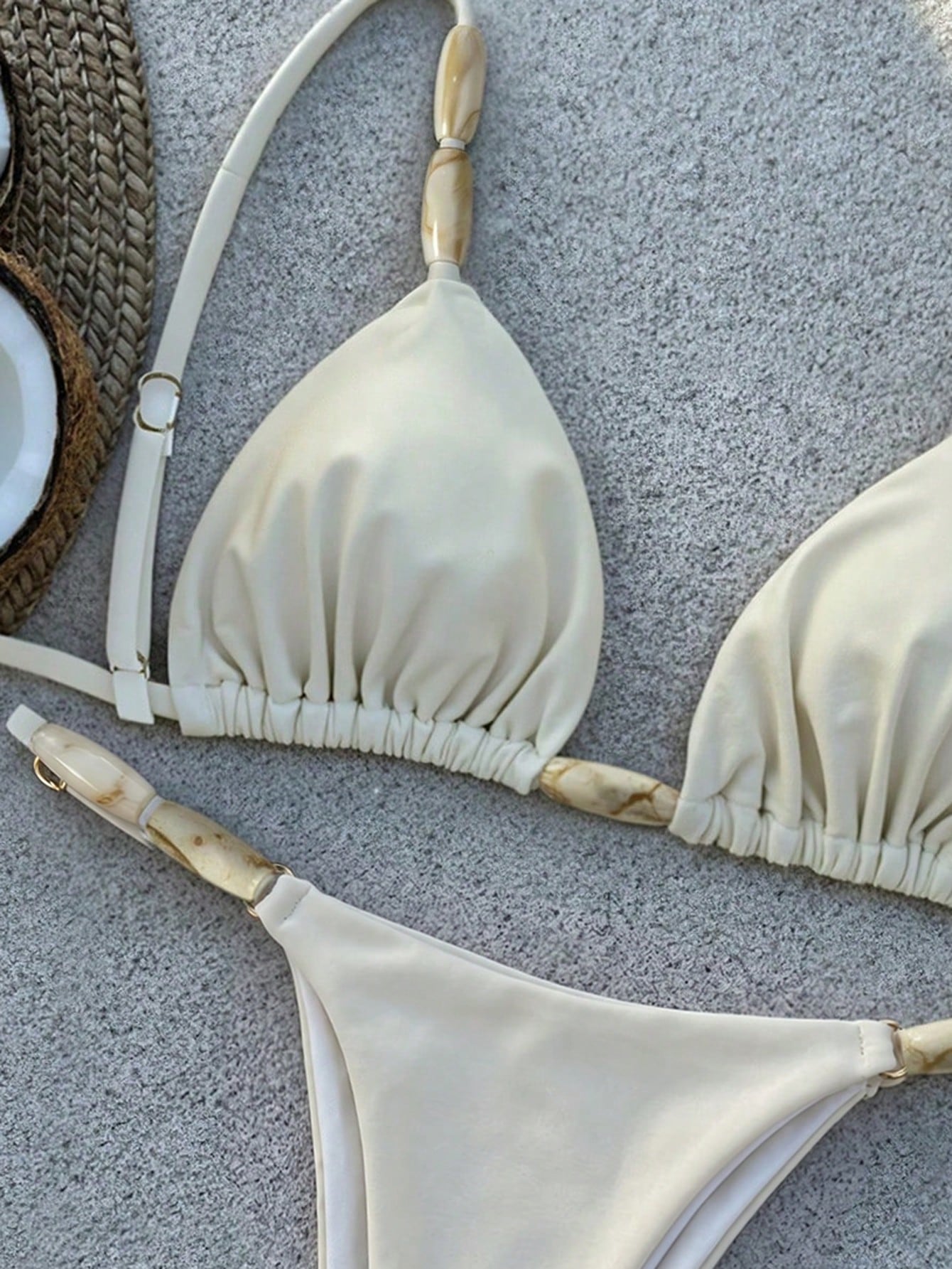 Bikinx Elegant Women's Spaghetti Strap Bikini Set With Beaded Details