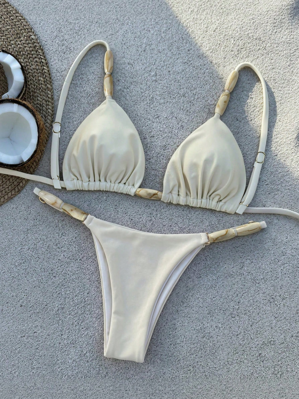 Bikinx Elegant Women's Spaghetti Strap Bikini Set With Beaded Details