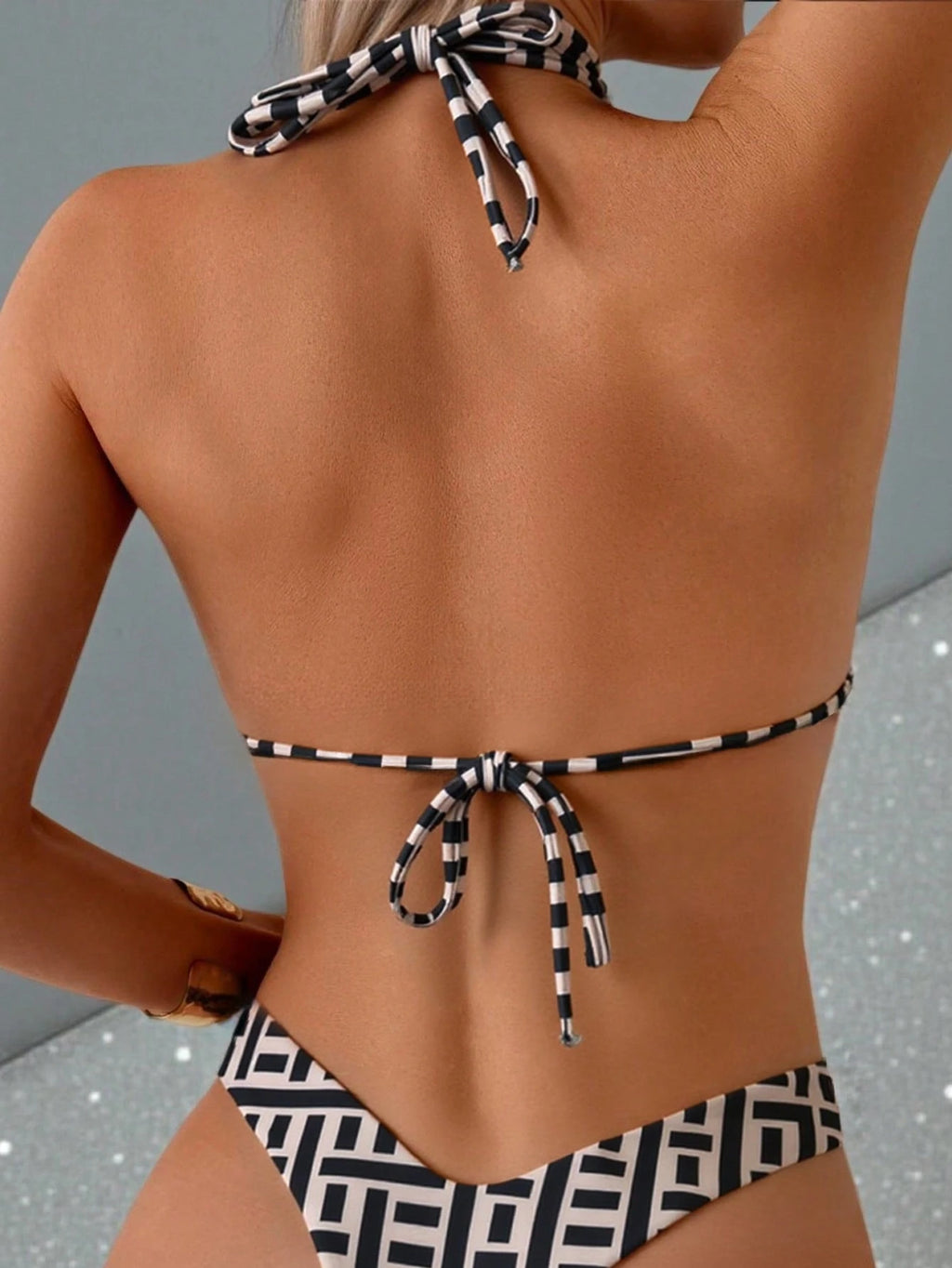 Swim Basics Women Summer Random Floral Print Halter Metal Decor Sexy Bikini Set - image 19