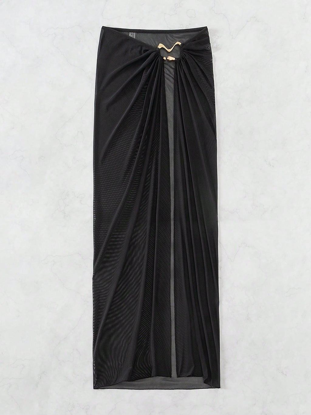 Swim Navy Blue See-Through High Slit Sexy Beach Sarong Skirt Summer - image 5