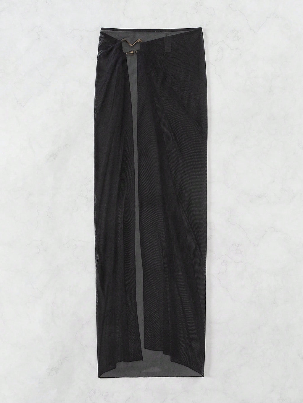 Swim Navy Blue See-Through High Slit Sexy Beach Sarong Skirt Summer - image 6